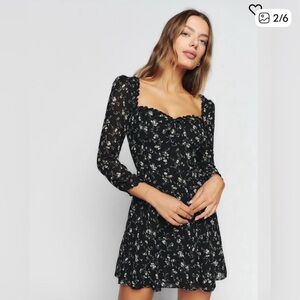 Reformation Remi Floral Black Dress